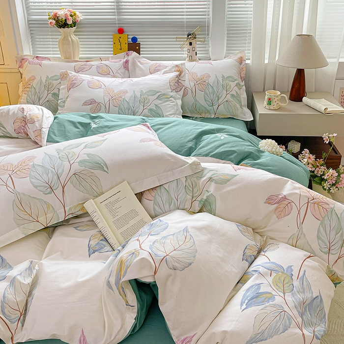 91家纺网 家纺一手货源 找家纺 大柏树 2026新款全棉纯棉13376印花四件套 满庭绿