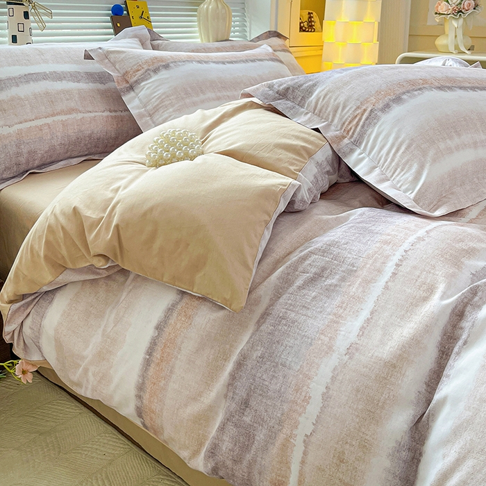 91家纺网 家纺一手货源 找家纺 大柏树 2026新款全棉纯棉13376印花四件套 月冉星河咖