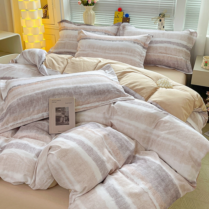 91家纺网 家纺一手货源 找家纺 大柏树 2026新款全棉纯棉13376印花四件套 月冉星河咖