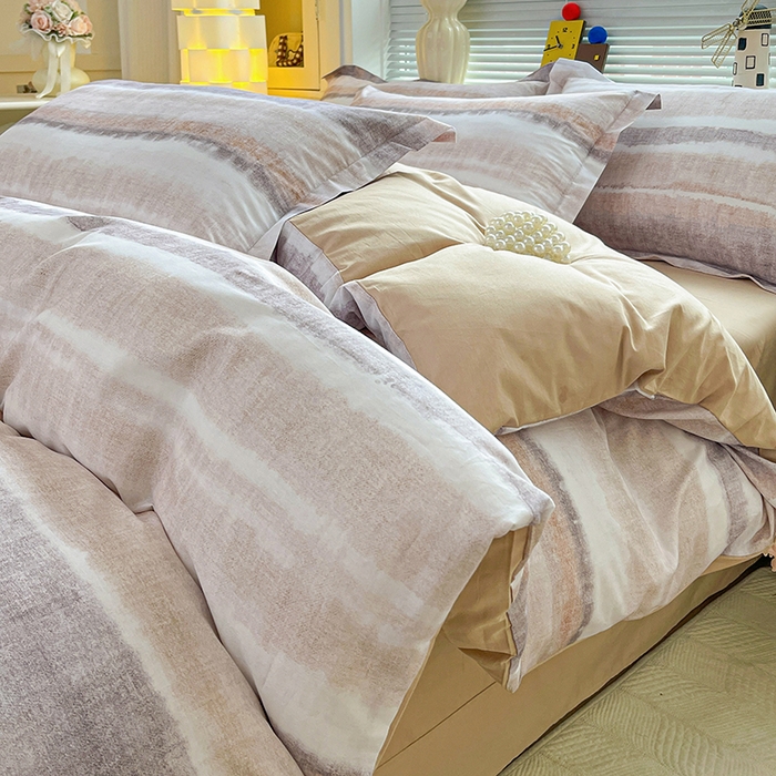 大柏树 2026新款全棉纯棉13376印花四件套 月冉星河咖