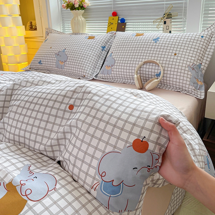 91家纺网 家纺一手货源 找家纺 大柏树 2026新款全棉纯棉13376印花四件套 活力小象