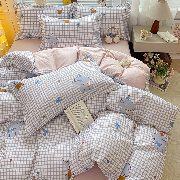 91家纺网 家纺一手货源 找家纺 大柏树 2026新款全棉纯棉13376印花四件套 活力小象