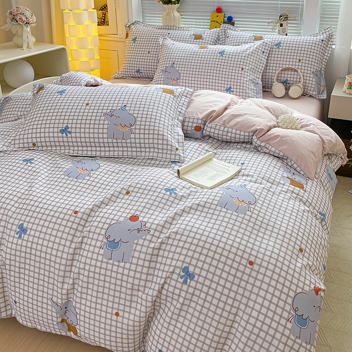 91家纺网 家纺一手货源 找家纺 大柏树 2026新款全棉纯棉13376印花四件套 活力小象