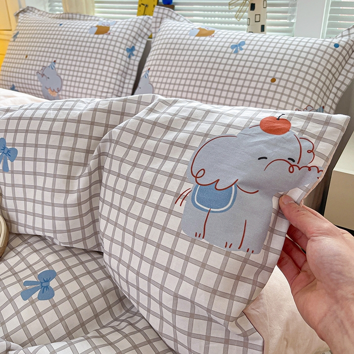 91家纺网 家纺一手货源 找家纺 大柏树 2026新款全棉纯棉13376印花四件套 活力小象