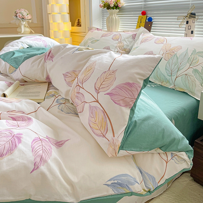 91家纺网 家纺一手货源 找家纺 大柏树 2026新款全棉纯棉13376印花四件套 满庭绿