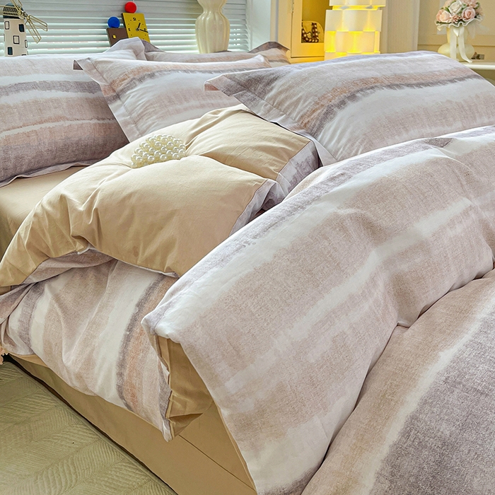 91家纺网 家纺一手货源 找家纺 大柏树 2026新款全棉纯棉13376印花四件套 月冉星河咖