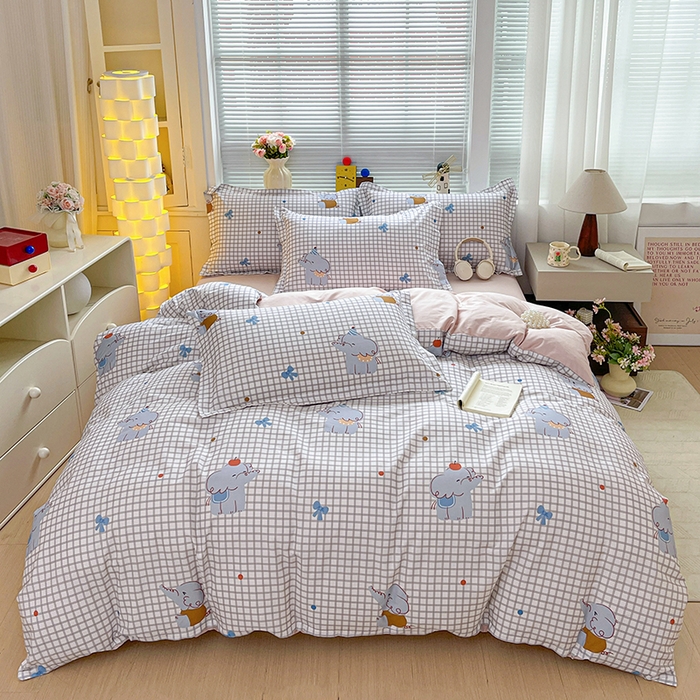 91家纺网 家纺一手货源 找家纺 大柏树 2026新款全棉纯棉13376印花四件套 活力小象