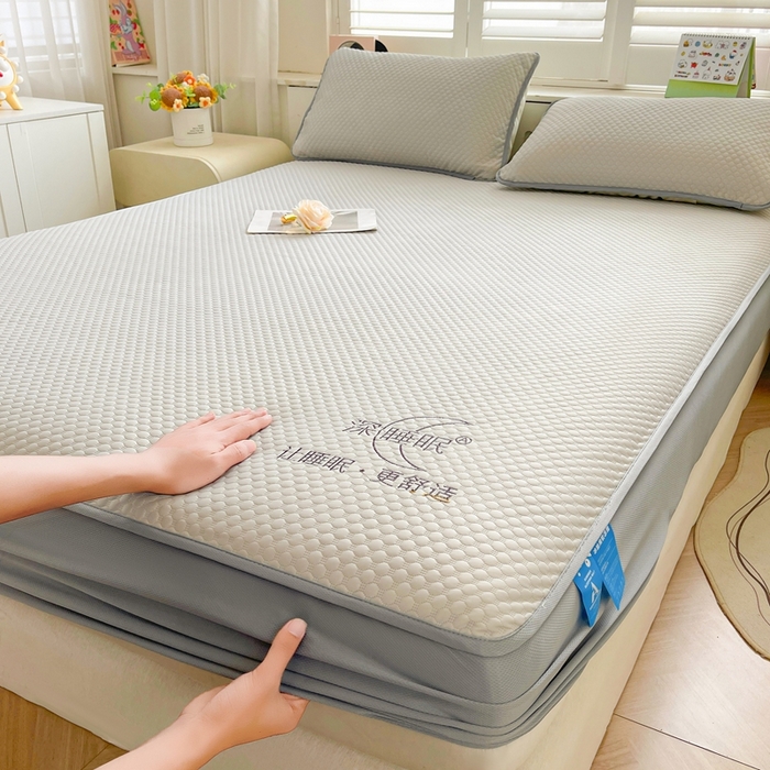 91家纺网 家纺一手货源 找家纺 邵依家纺 2026新款A类冰豆豆凉席床笠豆豆席子 床笠-云汀灰