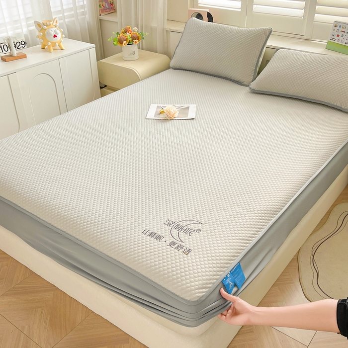 91家纺网 家纺一手货源 找家纺 邵依家纺 2026新款A类冰豆豆凉席床笠豆豆席子 床笠-云汀灰