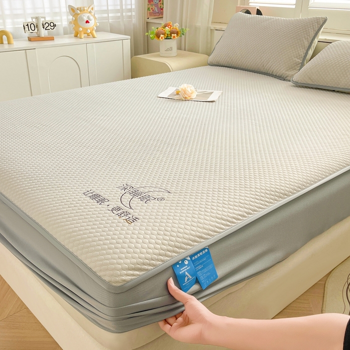 91家纺网 家纺一手货源 找家纺 邵依家纺 2026新款A类冰豆豆凉席床笠豆豆席子 床笠-云汀灰