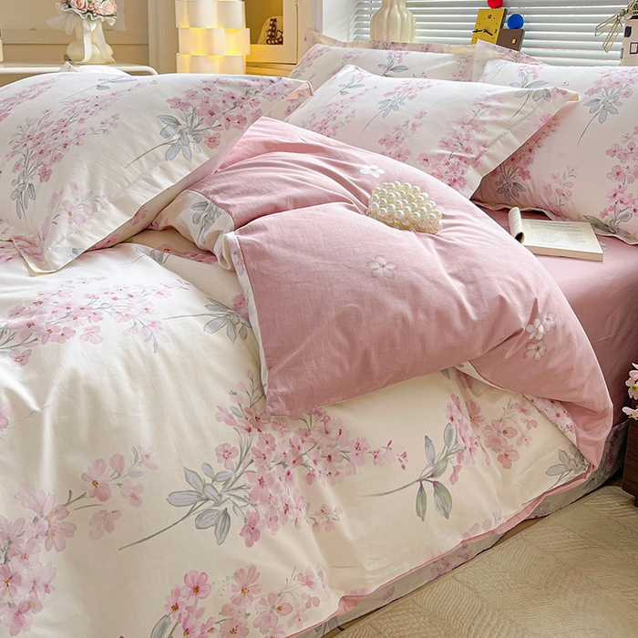 91家纺网 家纺一手货源 找家纺 大柏树 2026新款全棉纯棉13376印花四件套 花织梦粉