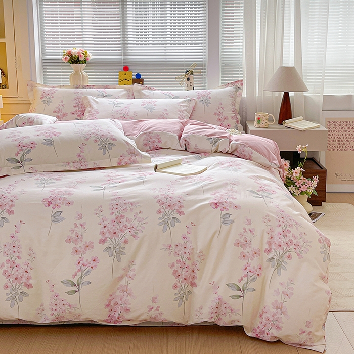 91家纺网 家纺一手货源 找家纺 大柏树 2026新款全棉纯棉13376印花四件套 花织梦粉