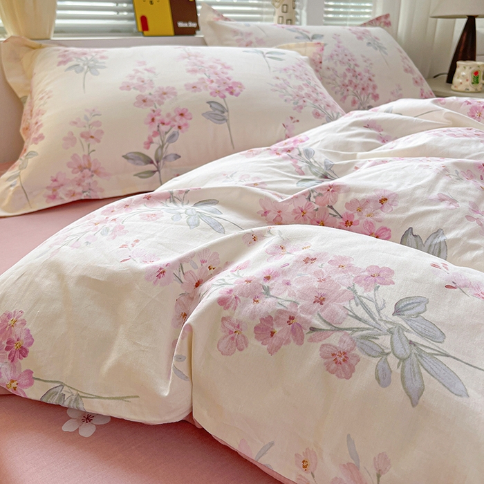 91家纺网 家纺一手货源 找家纺 大柏树 2026新款全棉纯棉13376印花四件套 花织梦粉