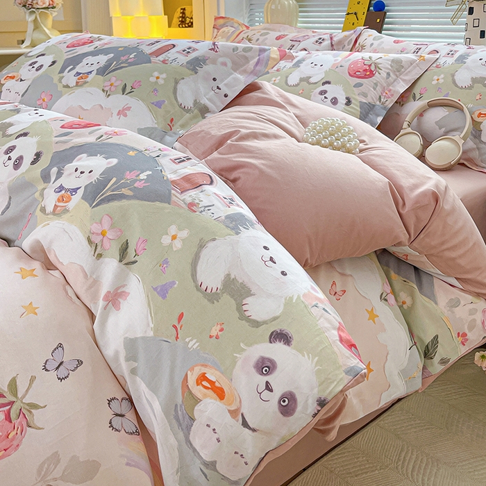 大柏树 2026新款全棉纯棉13376印花四件套 花间小熊