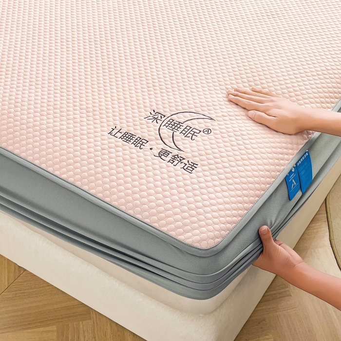 91家纺网 家纺一手货源 找家纺 邵依家纺 2026新款A类冰豆豆凉席床笠豆豆席子 床笠-优雅粉