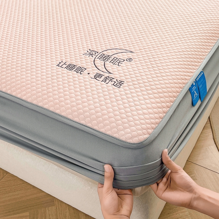 91家纺网 家纺一手货源 找家纺 邵依家纺 2026新款A类冰豆豆凉席床笠豆豆席子 床笠-优雅粉