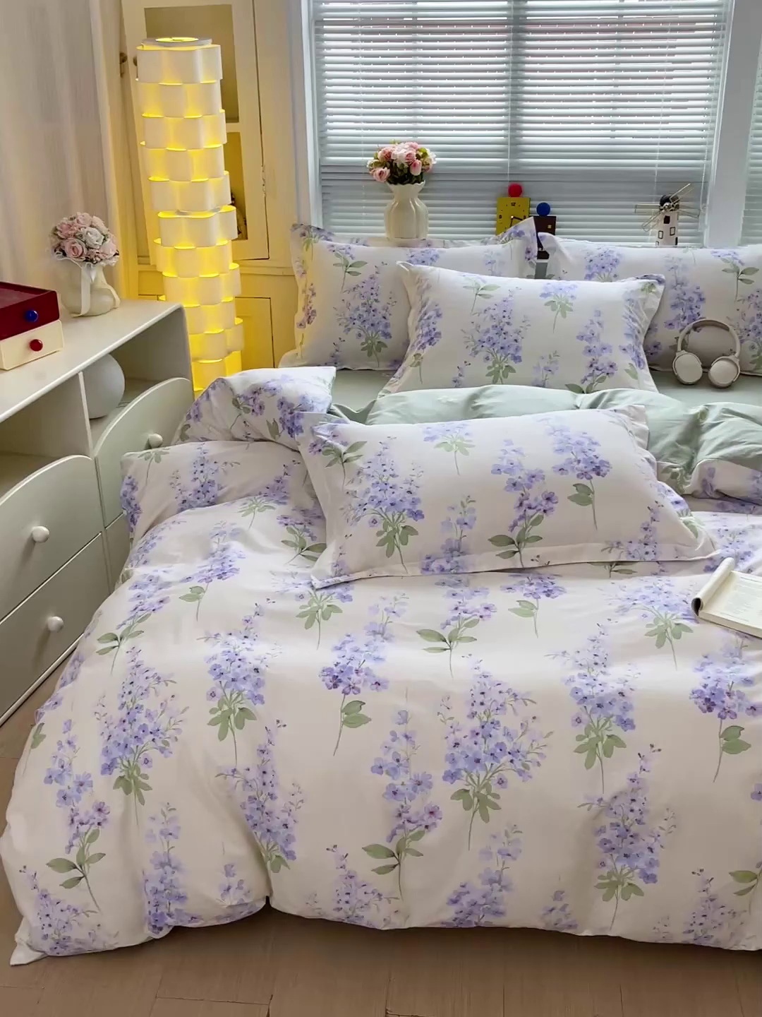 91家纺网 家纺一手货源 找家纺 大柏树 2026新款全棉纯棉13376印花四件套 花织梦紫