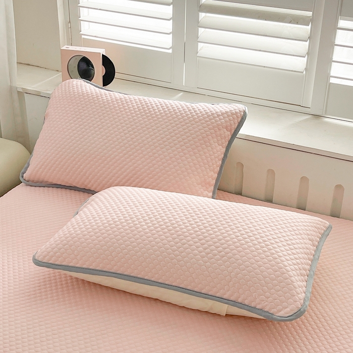 91家纺网 家纺一手货源 找家纺 邵依家纺 2026新款A类冰豆豆凉席床笠豆豆席子 床笠-优雅粉