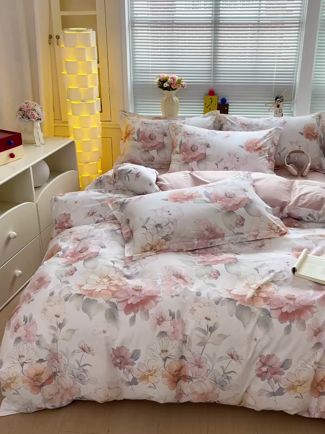 91家纺网 家纺一手货源 找家纺 大柏树 2026新款全棉纯棉13376印花四件套 云纱粉