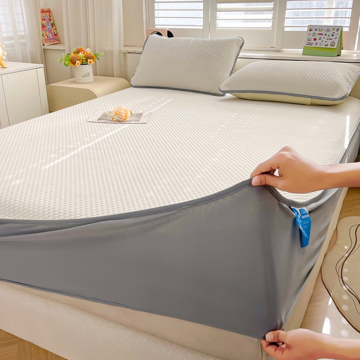 91家纺网 家纺一手货源 找家纺 邵依家纺 2026新款A类冰豆豆凉席床笠豆豆席子 床笠-清涧白