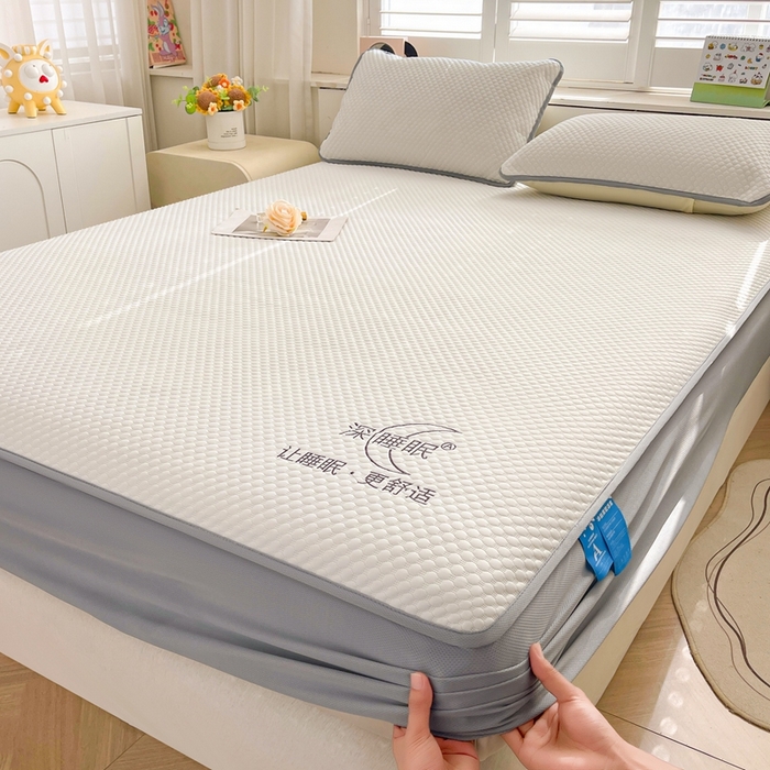 91家纺网 家纺一手货源 找家纺 邵依家纺 2026新款A类冰豆豆凉席床笠豆豆席子 床笠-清涧白