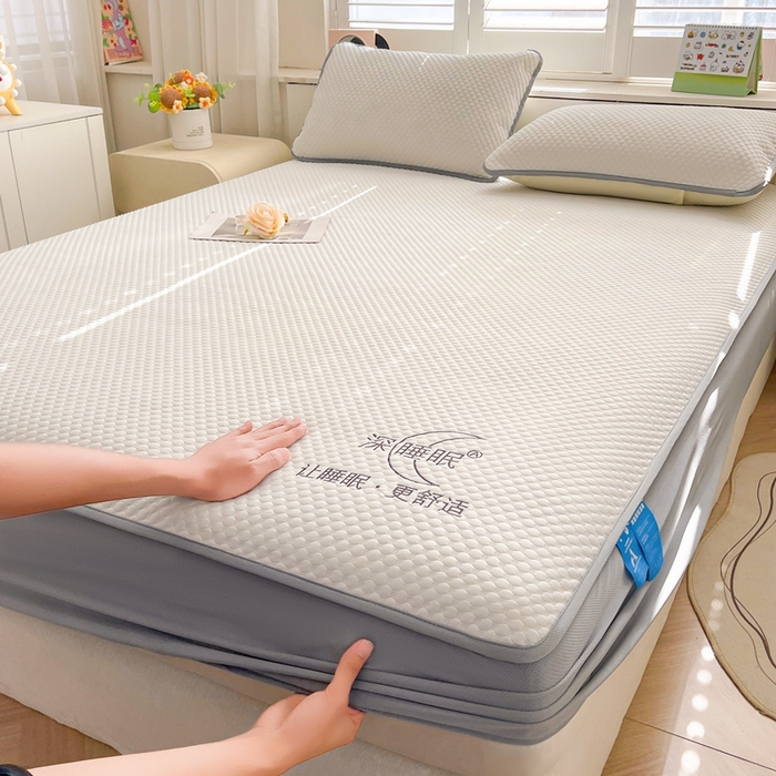 91家纺网 家纺一手货源 找家纺 邵依家纺 2026新款A类冰豆豆凉席床笠豆豆席子 床笠-清涧白