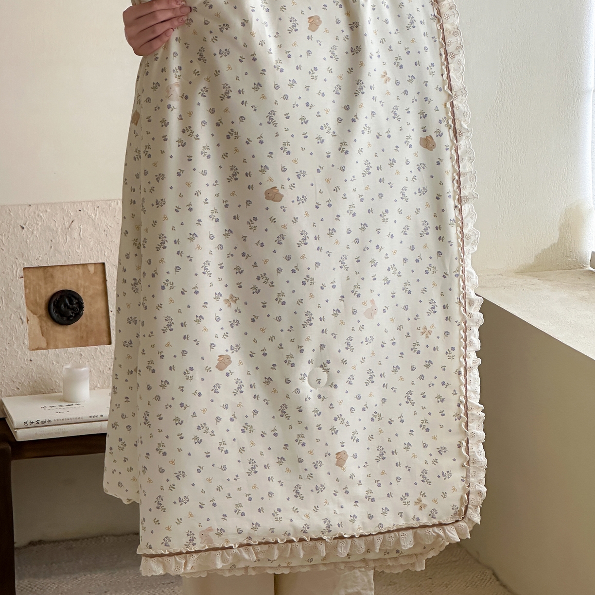 91家纺网 家纺一手货源 找家纺 一加一 2026新款全棉活性印花立体花边大豆夏被夏凉被空调被四件套 微花耳耳