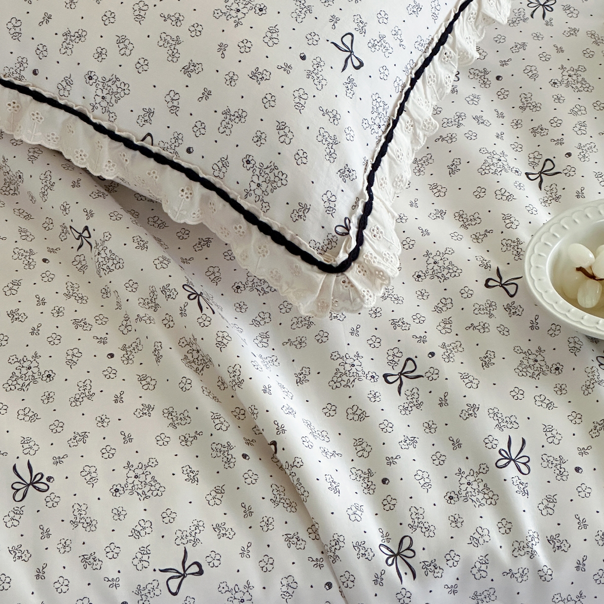 91家纺网 家纺一手货源 找家纺 一加一 2026新款全棉活性印花立体花边大豆夏被夏凉被空调被四件套 星花结