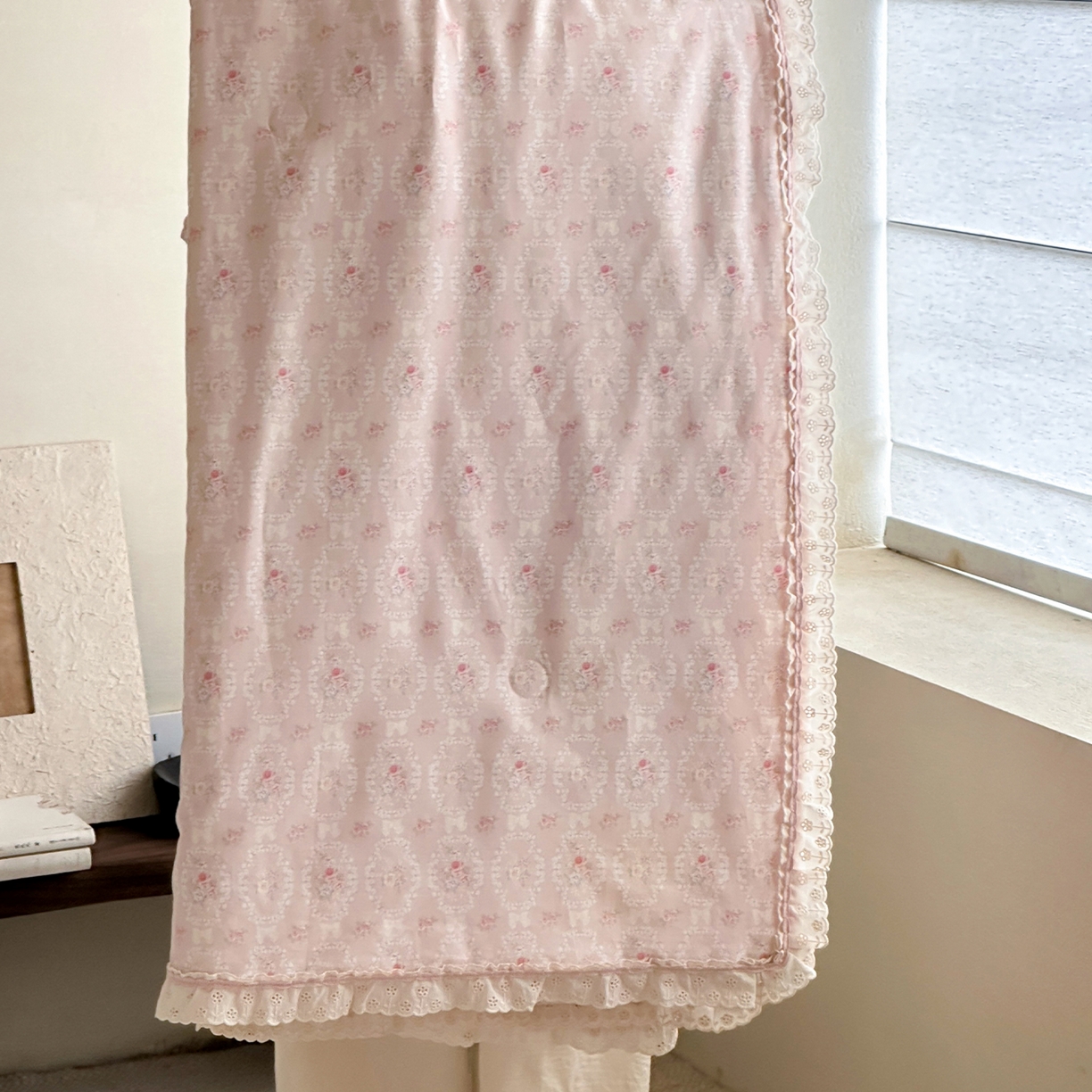 91家纺网 家纺一手货源 找家纺 一加一 2026新款全棉活性印花立体花边大豆夏被夏凉被空调被四件套 浅茶春樱