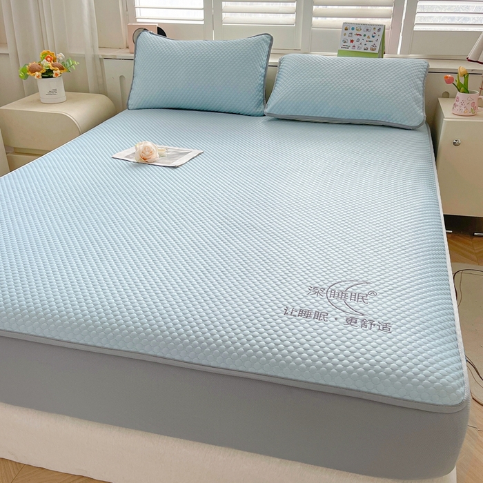 邵依家纺 2026新款A类冰豆豆凉席床笠豆豆席子 床笠-冰川蓝