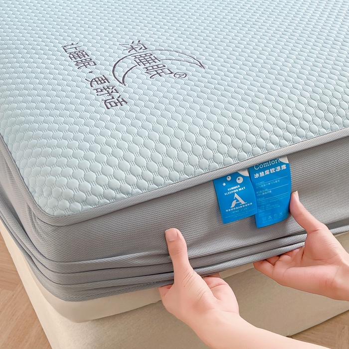 91家纺网 家纺一手货源 找家纺 邵依家纺 2026新款A类冰豆豆凉席床笠豆豆席子 床笠-冰川蓝