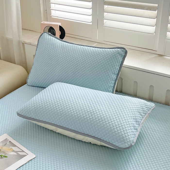 91家纺网 家纺一手货源 找家纺 邵依家纺 2026新款A类冰豆豆凉席床笠豆豆席子 床笠-冰川蓝