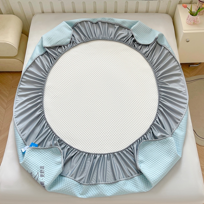 91家纺网 家纺一手货源 找家纺 邵依家纺 2026新款A类冰豆豆凉席床笠豆豆席子 床笠-冰川蓝