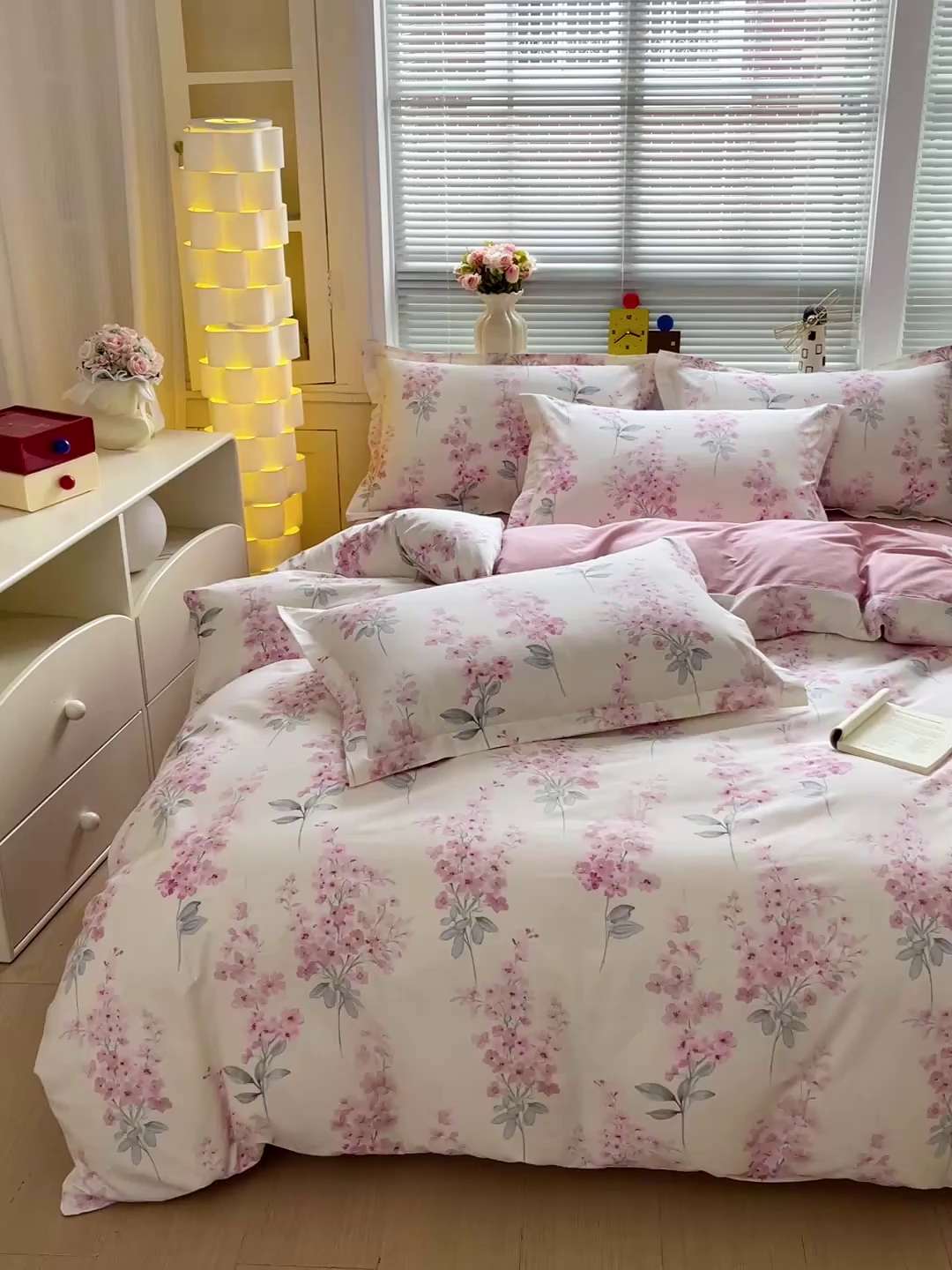 91家纺网 家纺一手货源 找家纺 大柏树 2026新款全棉纯棉13376印花四件套 花织梦粉