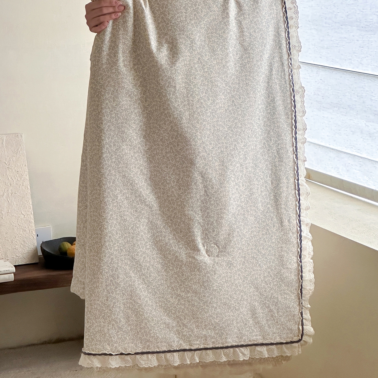 91家纺网 家纺一手货源 找家纺 一加一 2026新款全棉活性印花立体花边大豆夏被夏凉被空调被四件套 浅星纱