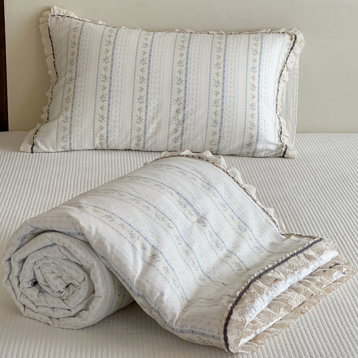 91家纺网 家纺一手货源 找家纺 （总）一加一 2026新款全棉活性印花立体花边大豆夏被夏凉被空调被四件套