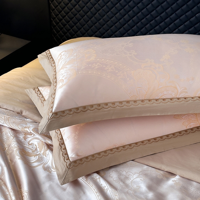 91家纺网 家纺一手货源 找家纺 莉迪娅 2026新款全棉纯棉贡缎提花夏被夏凉被空调被四件套 豪华经典浅咖