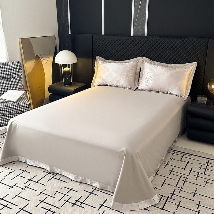 91家纺网 家纺一手货源 找家纺 莉迪娅 2026新款全棉纯棉贡缎提花夏被夏凉被空调被四件套 轻奢时尚银咖