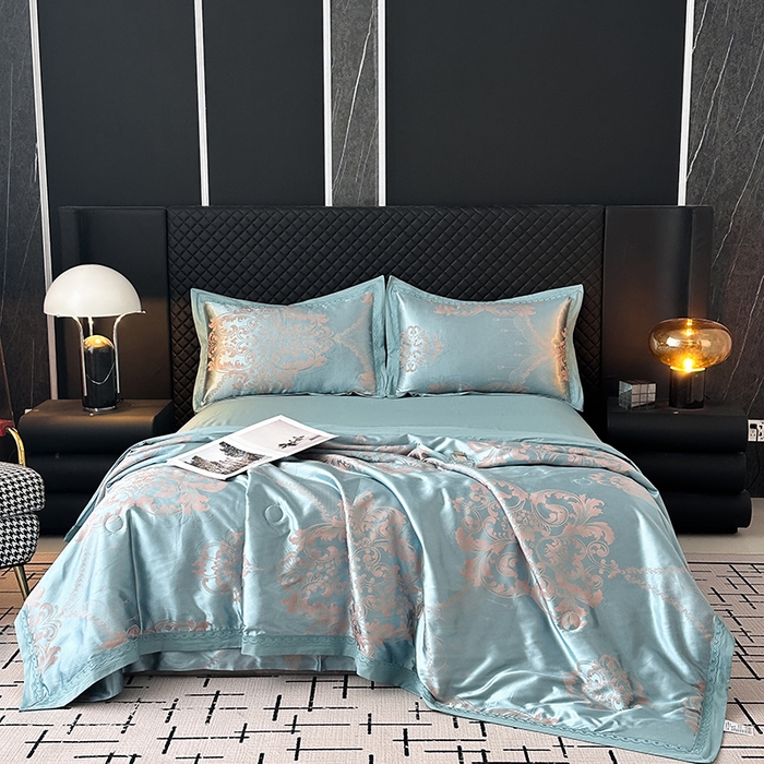 莉迪娅 2026新款全棉纯棉贡缎提花夏被夏凉被空调被四件套 黛菲儿兰驼