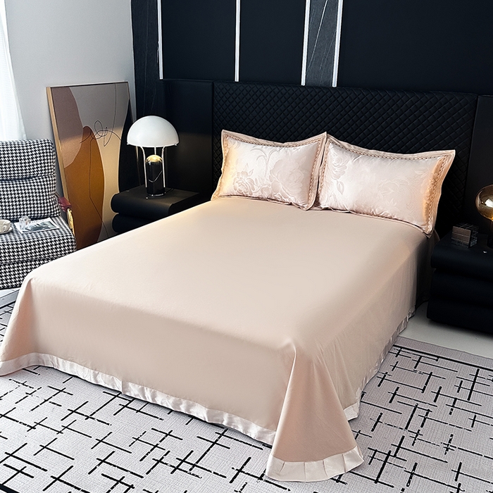 91家纺网 家纺一手货源 找家纺 莉迪娅 2026新款全棉纯棉贡缎提花夏被夏凉被空调被四件套 曼陀罗香槟