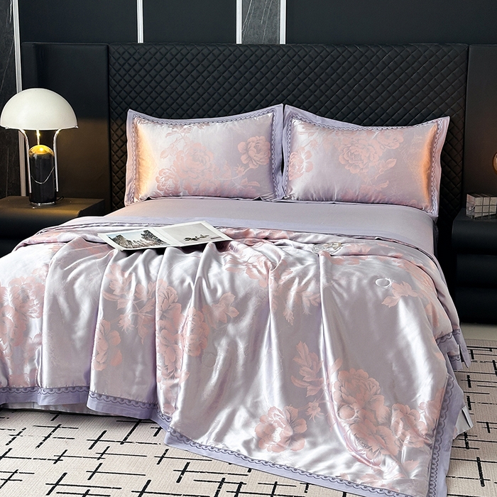 91家纺网 家纺一手货源 找家纺 莉迪娅 2026新款全棉纯棉贡缎提花夏被夏凉被空调被四件套 琴瑟天香