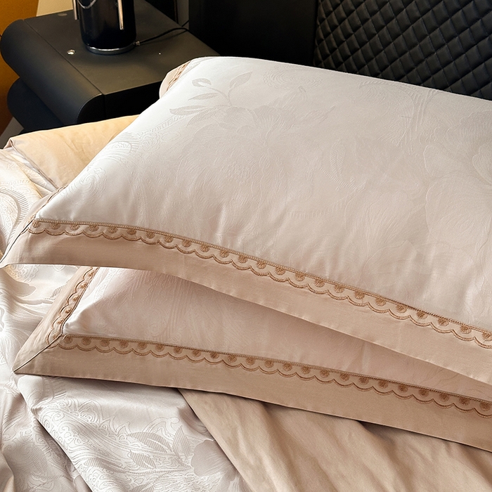 91家纺网 家纺一手货源 找家纺 莉迪娅 2026新款全棉纯棉贡缎提花夏被夏凉被空调被四件套 曼陀罗香槟