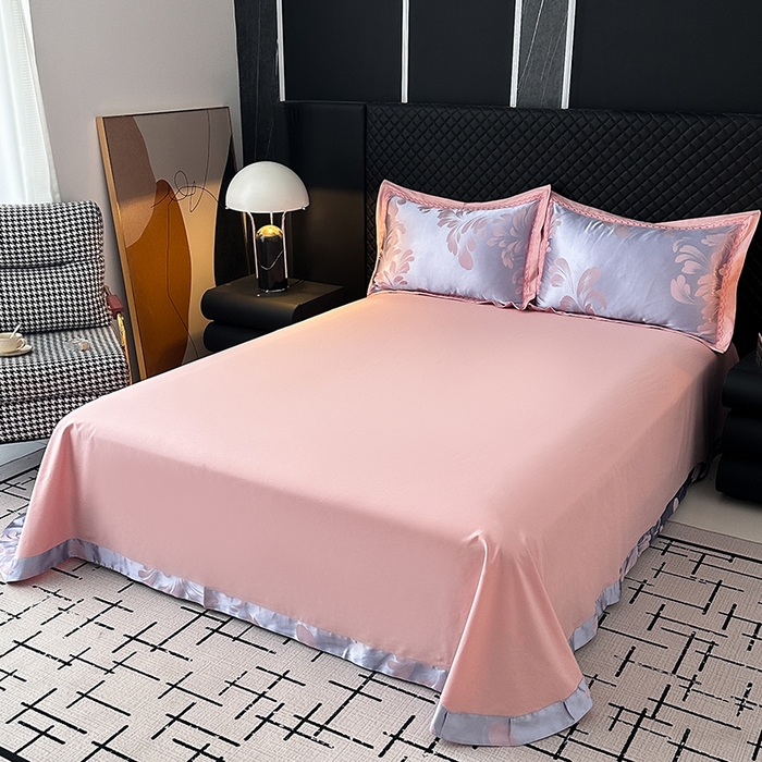 91家纺网 家纺一手货源 找家纺 莉迪娅 2026新款全棉纯棉贡缎提花夏被夏凉被空调被四件套 叶语浪漫浅紫