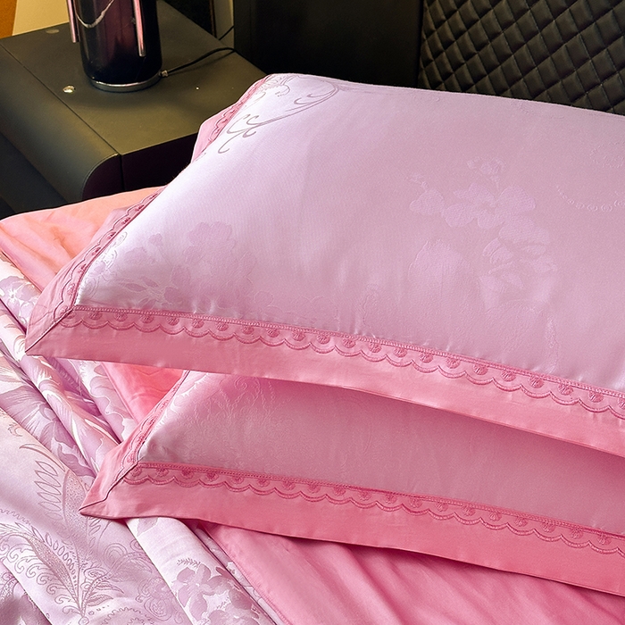 91家纺网 家纺一手货源 找家纺 莉迪娅 2026新款全棉纯棉贡缎提花夏被夏凉被空调被四件套 鸟语花香粉