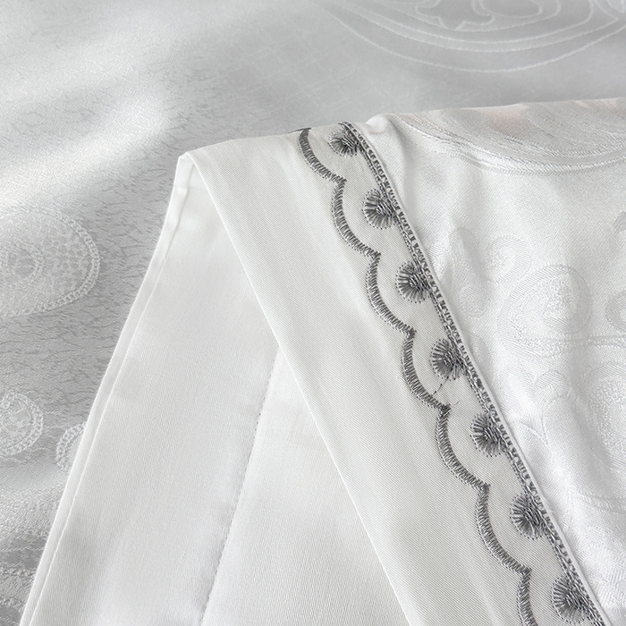 91家纺网 家纺一手货源 找家纺 莉迪娅 2026新款全棉纯棉贡缎提花夏被夏凉被空调被四件套 相伴一生白