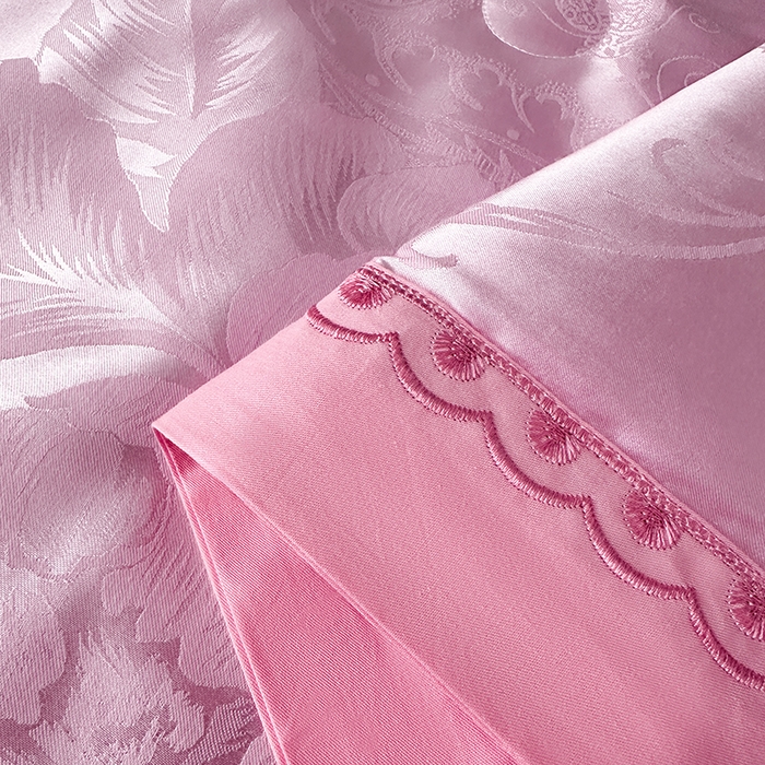 91家纺网 家纺一手货源 找家纺 莉迪娅 2026新款全棉纯棉贡缎提花夏被夏凉被空调被四件套 鸟语花香粉