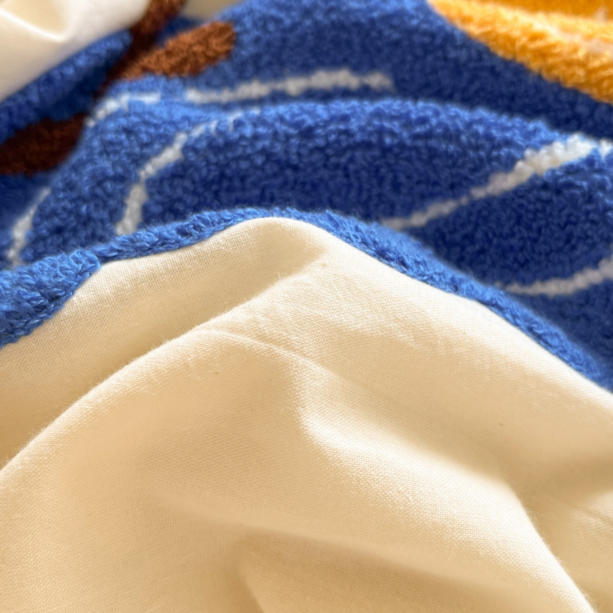 91家纺网 家纺一手货源 找家纺 一加一 2026新款全棉色织水洗棉毛巾绣大豆夏被夏凉被空调被四件套-闲趣小熊 闲趣小熊-格小蓝