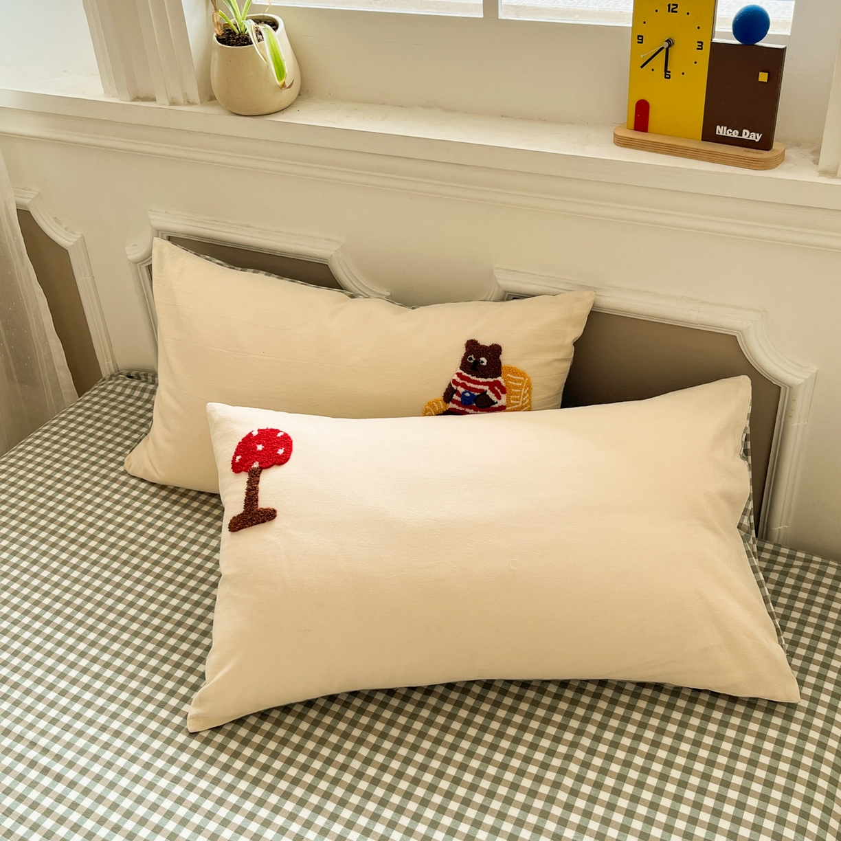 91家纺网 家纺一手货源 找家纺 一加一 2026新款全棉色织水洗棉毛巾绣大豆夏被夏凉被空调被四件套-闲趣小熊 闲趣小熊-格小绿