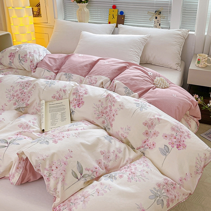 91家纺网 家纺一手货源 找家纺 大柏树 2026新款全棉纯棉13376印花单被套单品被套被套单件 花织梦粉