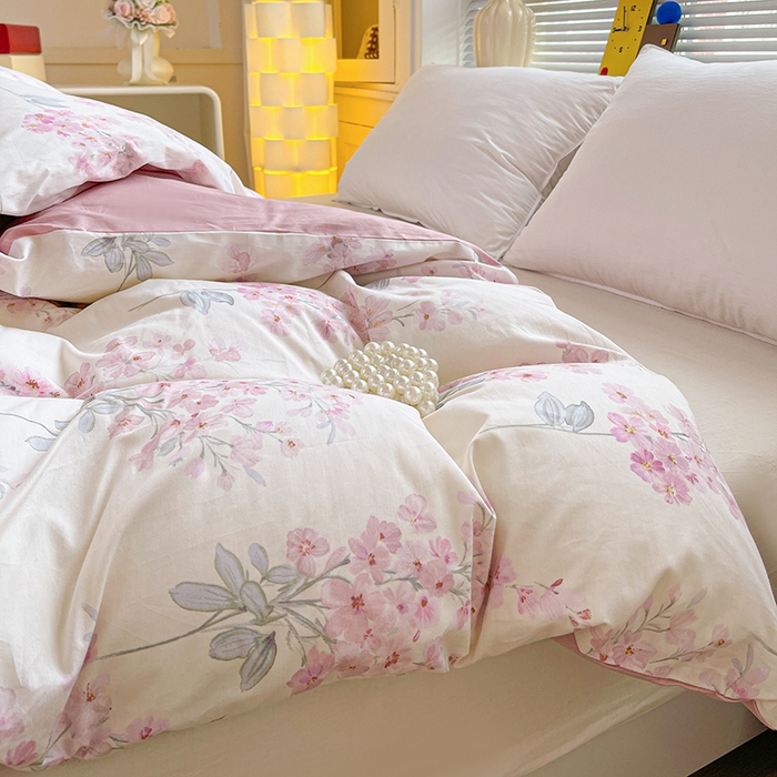 91家纺网 家纺一手货源 找家纺 大柏树 2026新款全棉纯棉13376印花单被套单品被套被套单件 花织梦粉